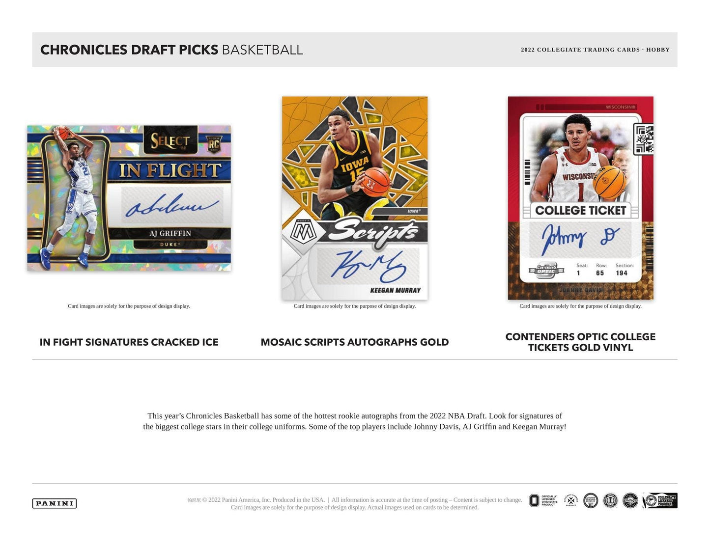 2022-23 Panini Chronicles Draft Picks Collegiate Basketball Hobby Box