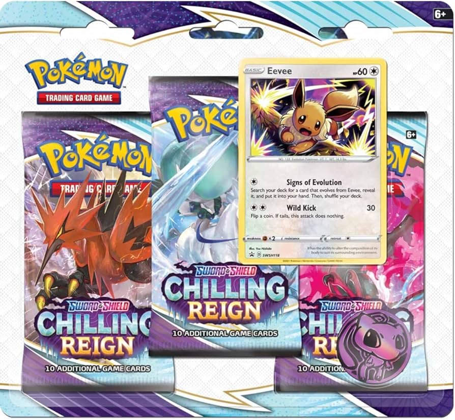 Pokemon Sword & Shield Chilling Reign Sleeved Booster 3 Pack Blister (Evee)