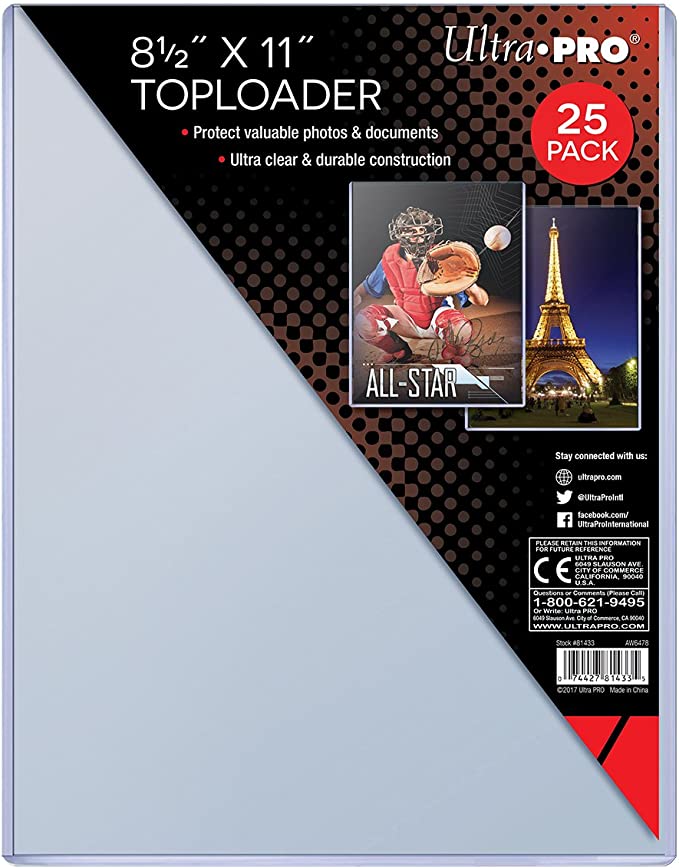 Ultra Pro 8 1/2" x 11" Toploader (25ct Pack)