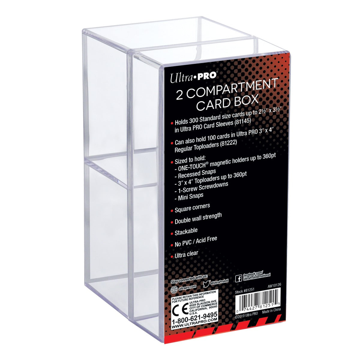 Ultra Pro 2-Piece Two Compartment Clear Card Box