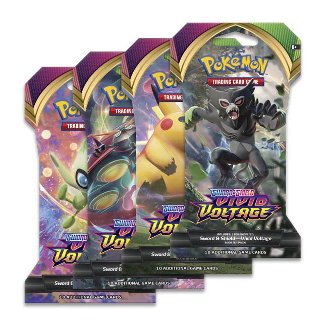 Pokemon Sword & Shield Vivid Voltage Sleeved Booster Pack (Lot of 4 Packs)