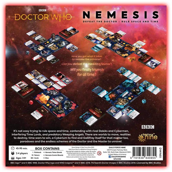 BBC Doctor Who Nemesis: Defeat the Doctor Rule Space and Time Board Game