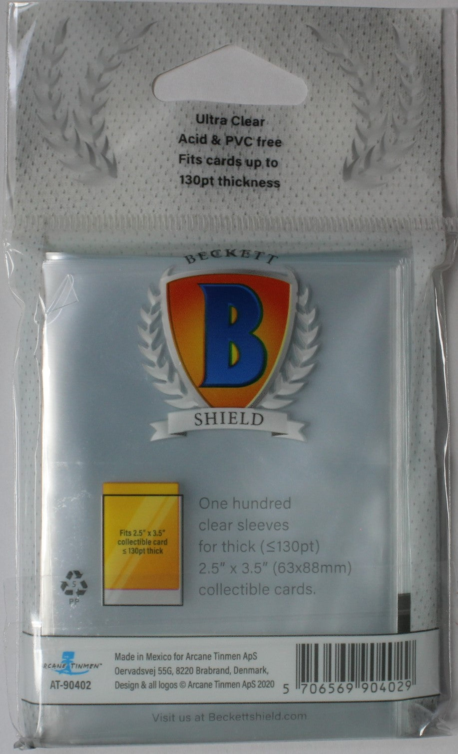 Beckett Shield Standard Size Card Sleeves Thick Sleeves 130pt (100CT Pack) - Lot de 5