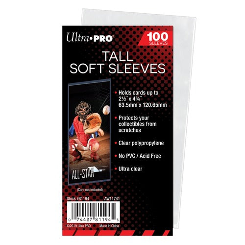 Ultra Pro 2-1/2" x 4-3/4" Tall Card Sleeves (Lot of 2)