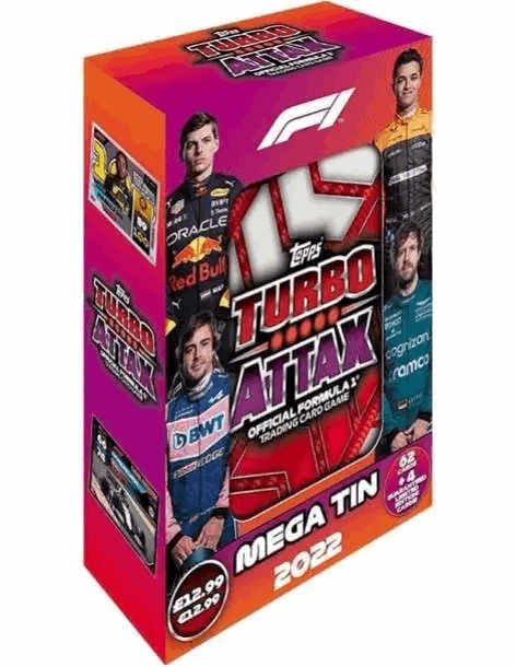 2022 Topps Formula 1 Turbo Attax Mega Tin Set – 3 Tins, 198 Cards, 12 Limited Edition