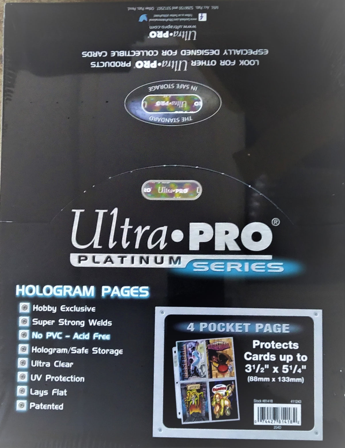 Ultra Pro 4-Pocket Platinum Page with 3-1/2" X 5 1/4" Pockets