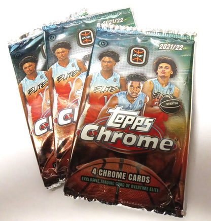 2021-22 Topps Chrome Overtime Elite Basketball Hobby Pack (Lot of 3 Packs)