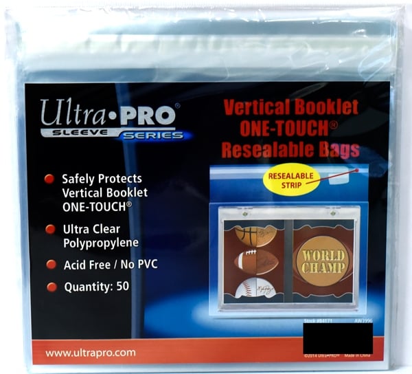 Ultra Pro Vertical Booklet One-Touch Resealable Bags (50ct) Pack