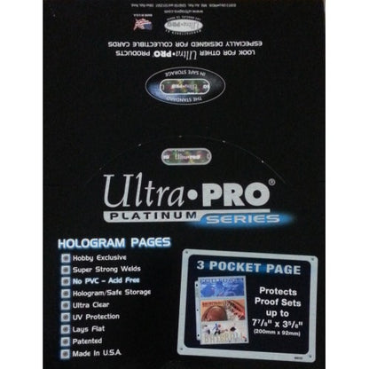 Ultra Pro 3-Pocket Platinum Page with 7-7/8" X 3-5/8" Pockets