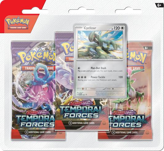 Pokemon Scarlet & Violet Temporal Forces 3 Pack Blister Pack (Cyclizar/Cleffa)