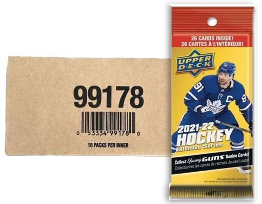 2021-22 Upper Deck Extended Hockey Fat Pack Case(Box of 18 Packs)