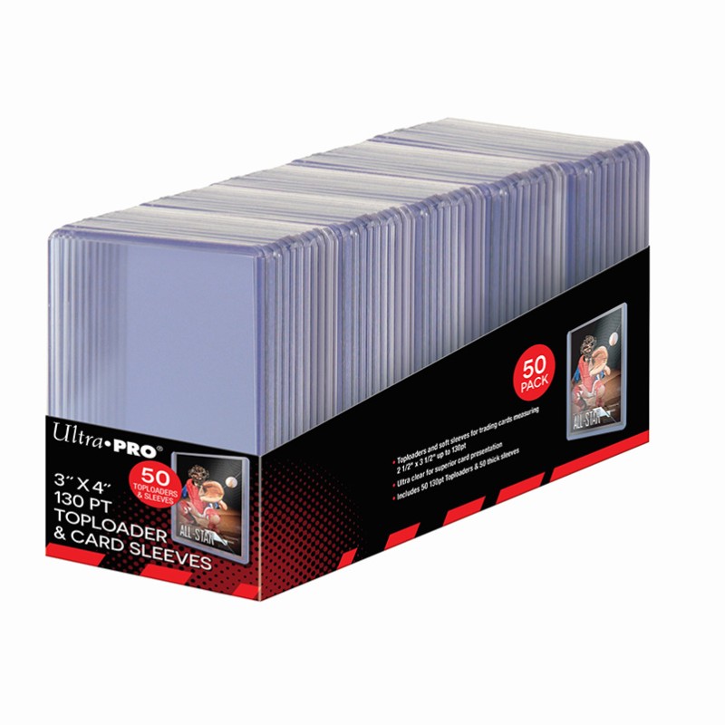 Ultra Pro 3" x 4" Super Thick 130pt Toploaders with Card Sleeves (50 count pack)