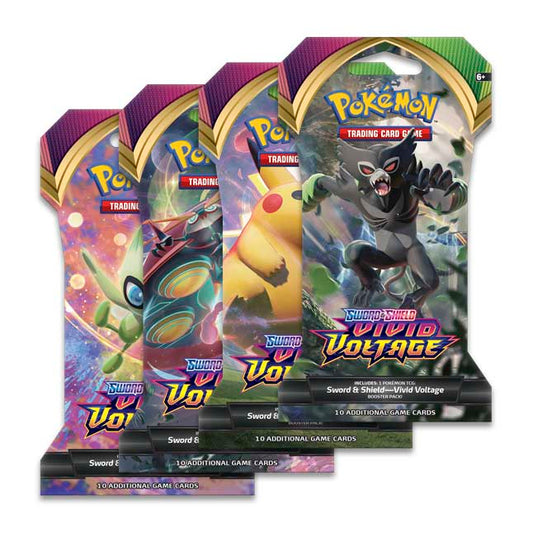 Pokemon Sword & Shield Vivid Voltage Sleeved Booster Pack (Lot of 4 Packs)