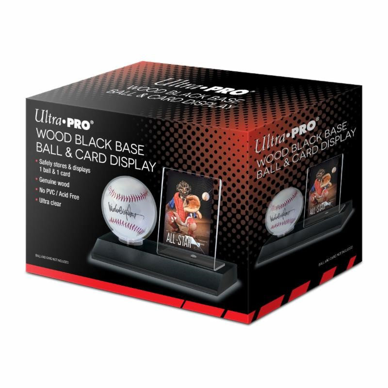 Ultra Pro Baseball & Card Display with Black Wood Base